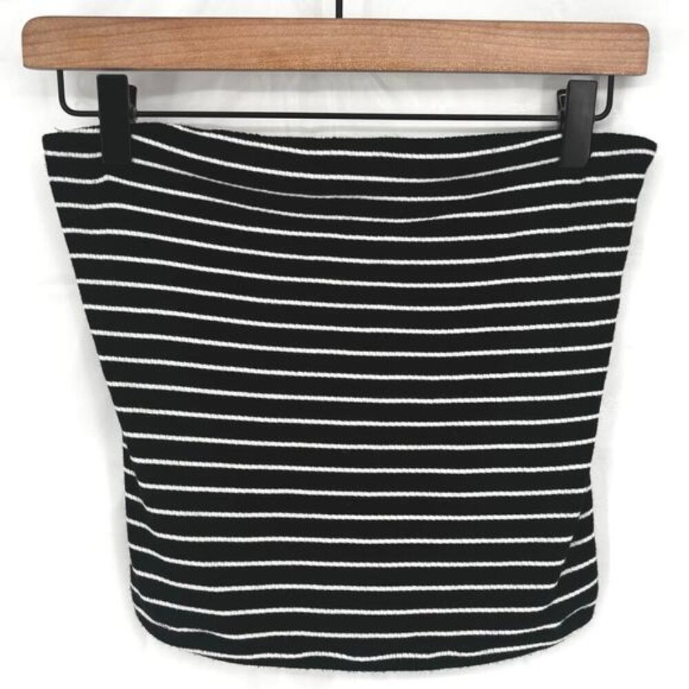 Black and White Striped Tube Top Crop Top  strapless🔅🔆